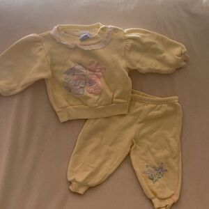 Vintage Yellow Baby Sweatshirt and Pants Set